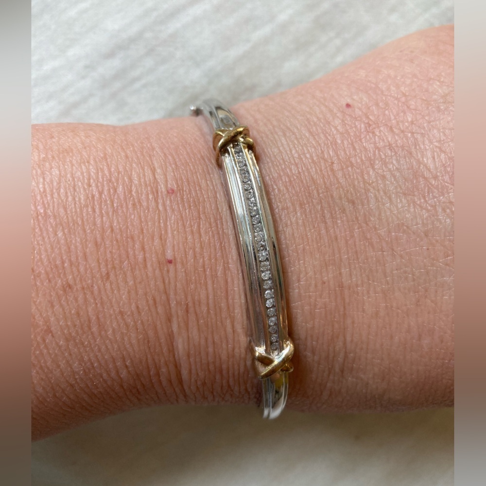 Diamonds 1/5ctw Sterling Silver 925 Spring‎ Hinged Bracelet Safety Clasp X - Picture 11 of 14